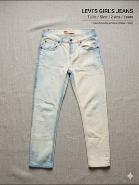 Levi's Girl's Two-Tone Light Blue and Cream Skinny Jeans